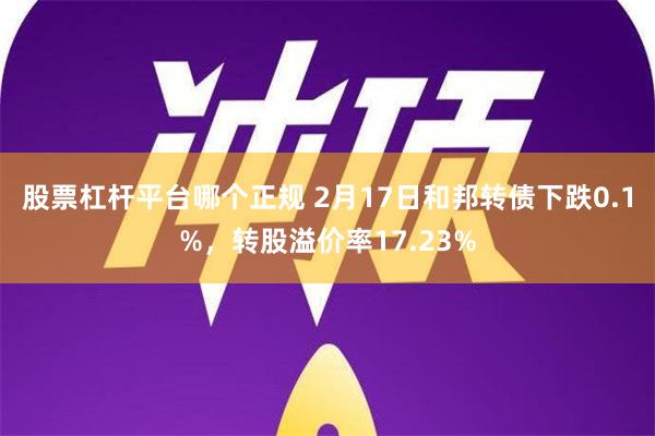 股票杠杆平台哪个正规 2月17日和邦转债下跌0.1%，转股溢价率17.23%